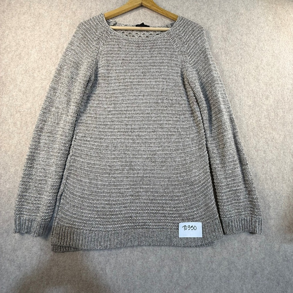 HM Grey Marl Textured Knit Sweater Open Back‎ Crochet Detail Mens Small